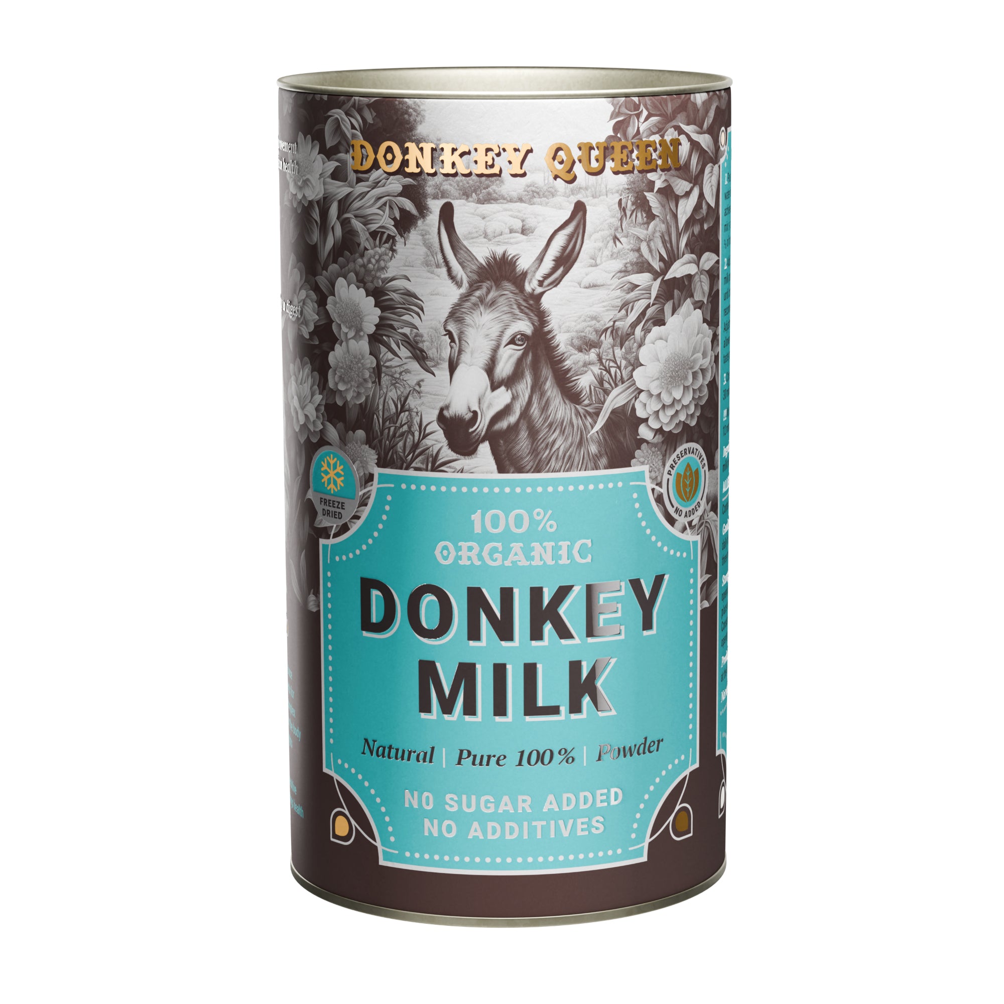 Donkey Queen Milk Powder, 180g, 100% Organic and Sweet Taste Without Added Sugar, Vitamins, Minerals, Immune Booster, Freeze-Dried, No Preservatives, No Additives